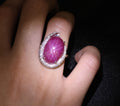 RARE! 20.02ct Natural Double Star Ruby & 0.45ct Diamond 18K Gold Ring, Size 6.25