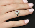 Vintage 0.44ct Natural Ruby 0.23ct Diamond Platinum Cocktail Ring Size 5.5 3.88g