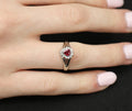 Vintage 0.34ct Intense Red Natural Ruby & 0.12ct Diamond Platinum Ring Size 5.75