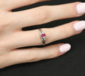 Vintage 0.28ct Vivid Red Natural Ruby & 0.04ct Diamond Platinum Ring Size 6