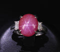 Fine 8.11ct Natural Untreated Star Ruby & 0.26ct Diamond Platinum Ring Size 5.25