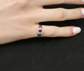 Vintage 0.41ct Ruby & 0.19ct Diamond Platinum Cocktail Halo Ring Size 5.25