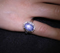 Estate 8.04ct Natural Star Sapphire &0.26ct Diamond Halo Platinum Ring Size 4.75