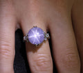 Rare 6.94ct Natural Purple Star Sapphire & 0.25ct Diamond Platinum Ring, Size 7