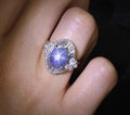 Fine 4.93ct Natural Blue Star Sapphire & 1.11ct Diamond Platinum Ring, Size 6.25