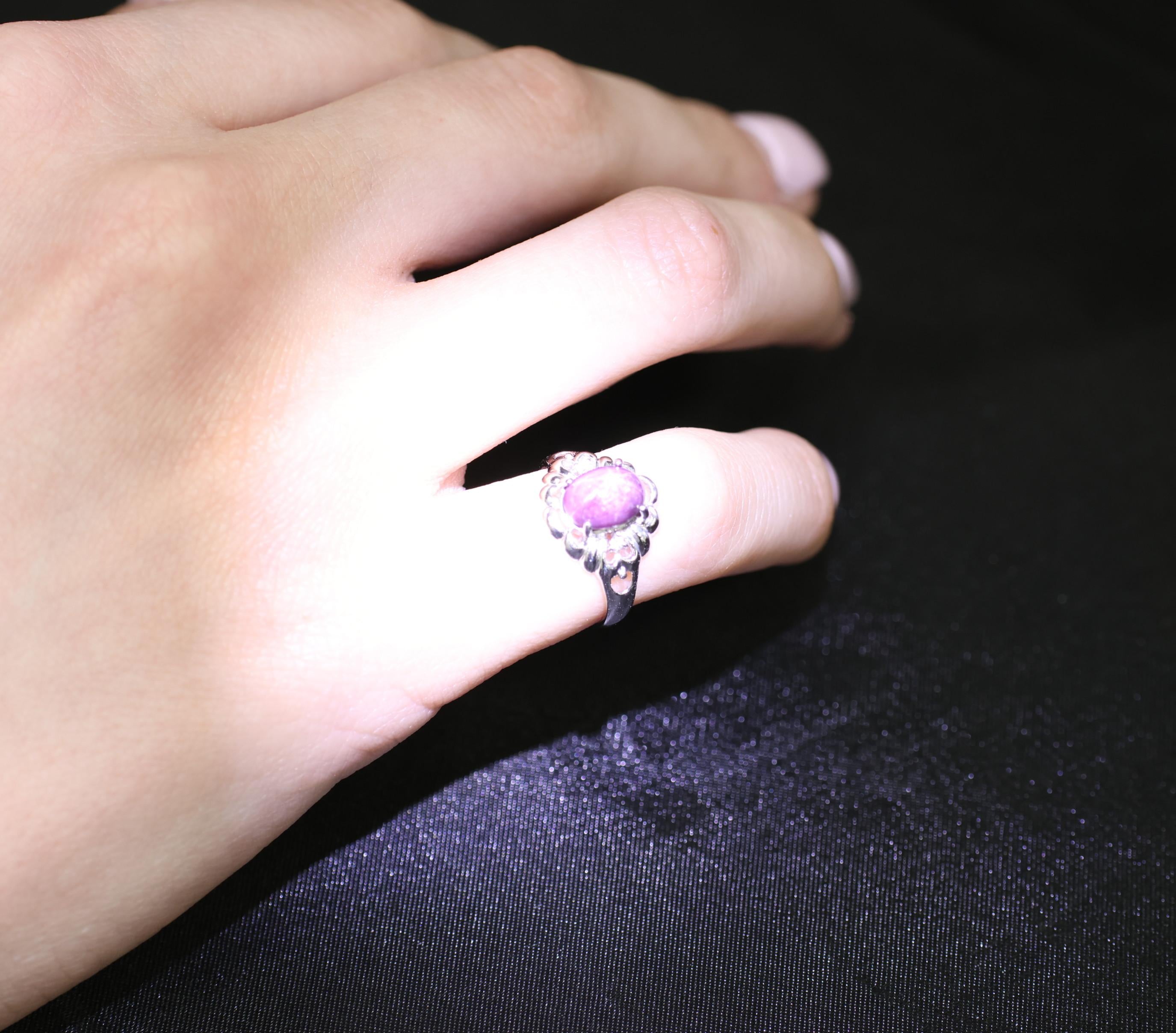 Vintage 2.10ct Natural Star Ruby & 0.02ct Diamond Platinum Ring Size 4.75, 3.0gr