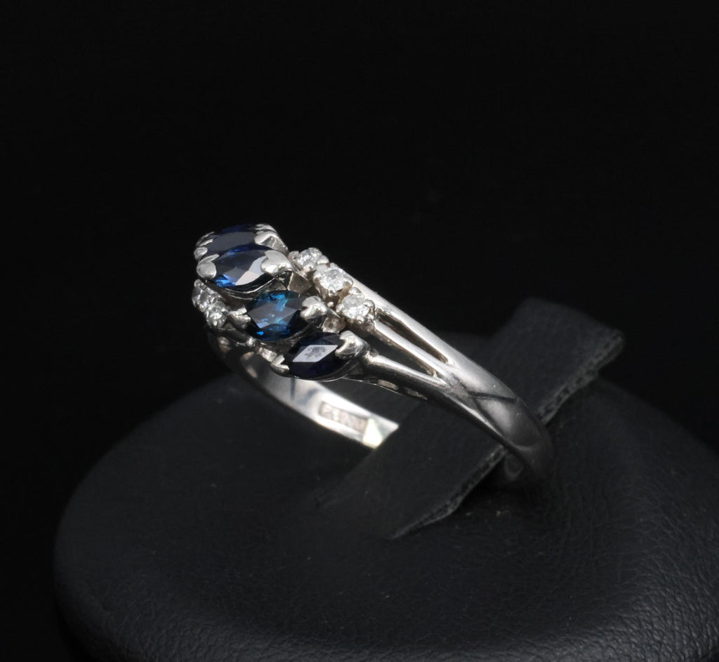 Estate 0.85ct Royal Blue Sapphire & 0.09ct Diamond Platinum Ring, Size 6.75