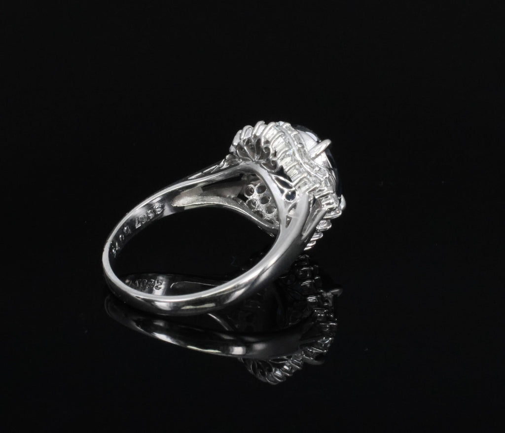 Fine 3.07ct GIA Blue Sapphire & 0.75ct Diamond Platinum Halo Ring, Size 6.75