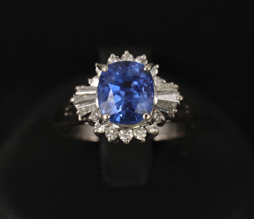 Fine 2.72ct GIA Ceylon Sapphire & 0.55ct Diamond Platinum Ring Size 6.75