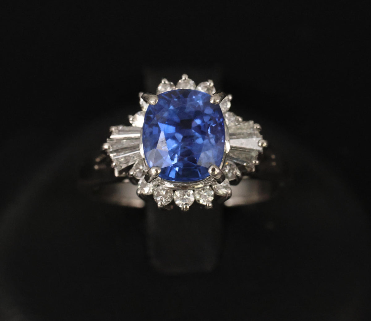 Fine 2.72ct GIA Ceylon Sapphire & 0.55ct Diamond Platinum Ring Size 6.75