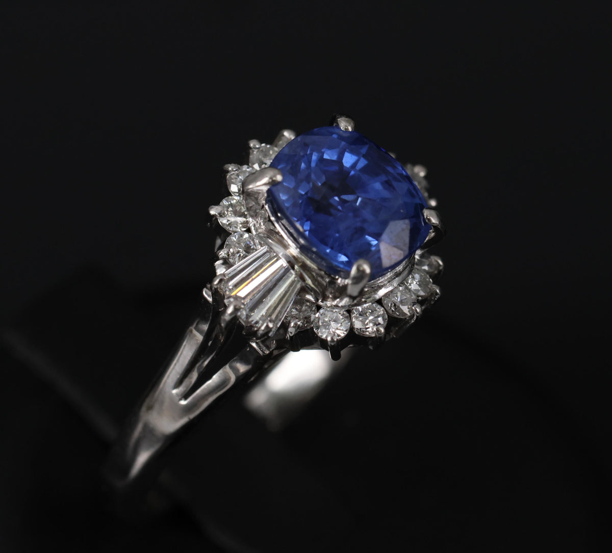 Fine 2.72ct GIA Ceylon Sapphire & 0.55ct Diamond Platinum Ring Size 6.75