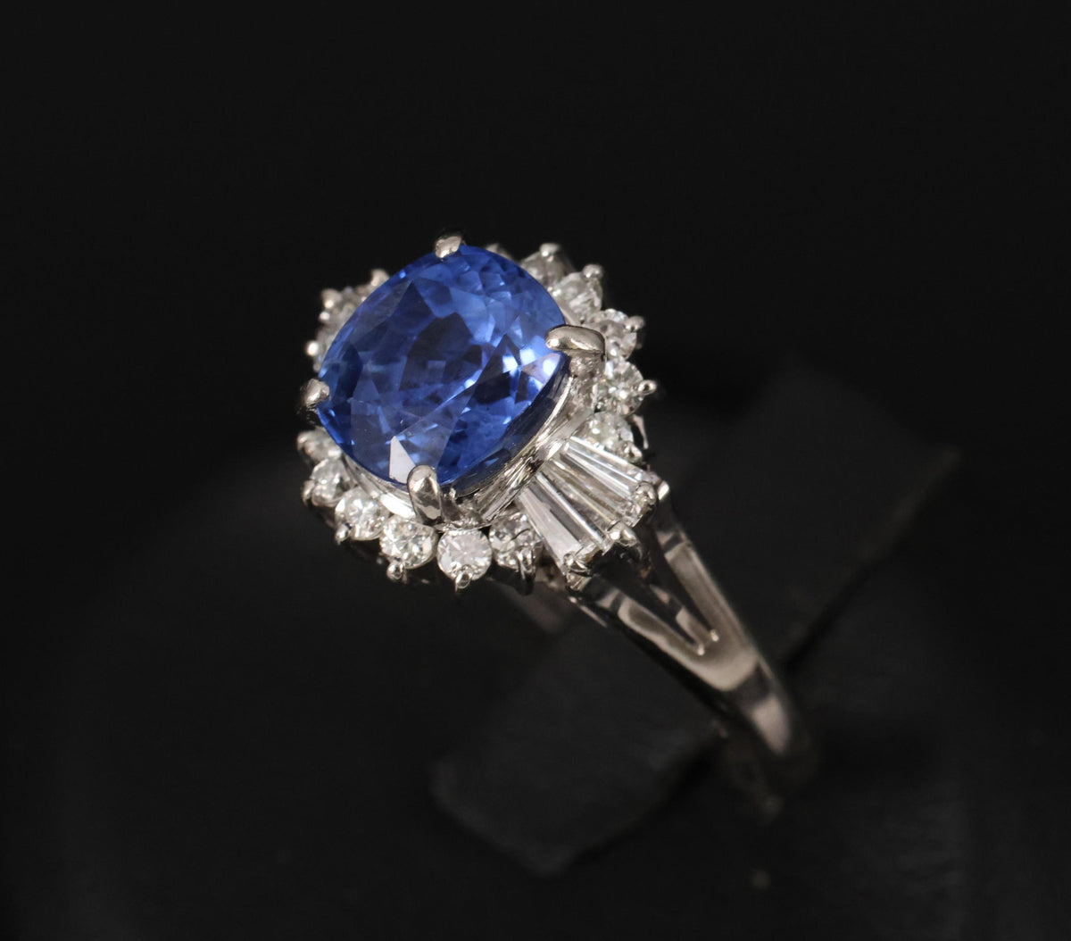 Fine 2.72ct GIA Ceylon Sapphire & 0.55ct Diamond Platinum Ring Size 6.75
