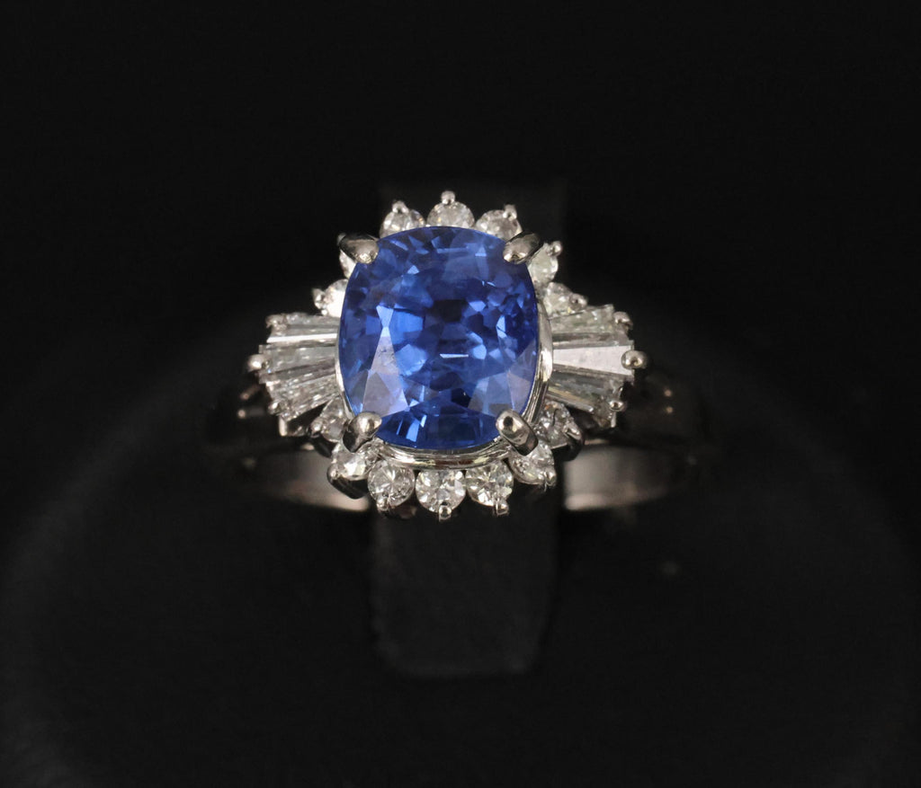 Fine 2.72ct GIA Ceylon Sapphire & 0.55ct Diamond Platinum Ring Size 6.75