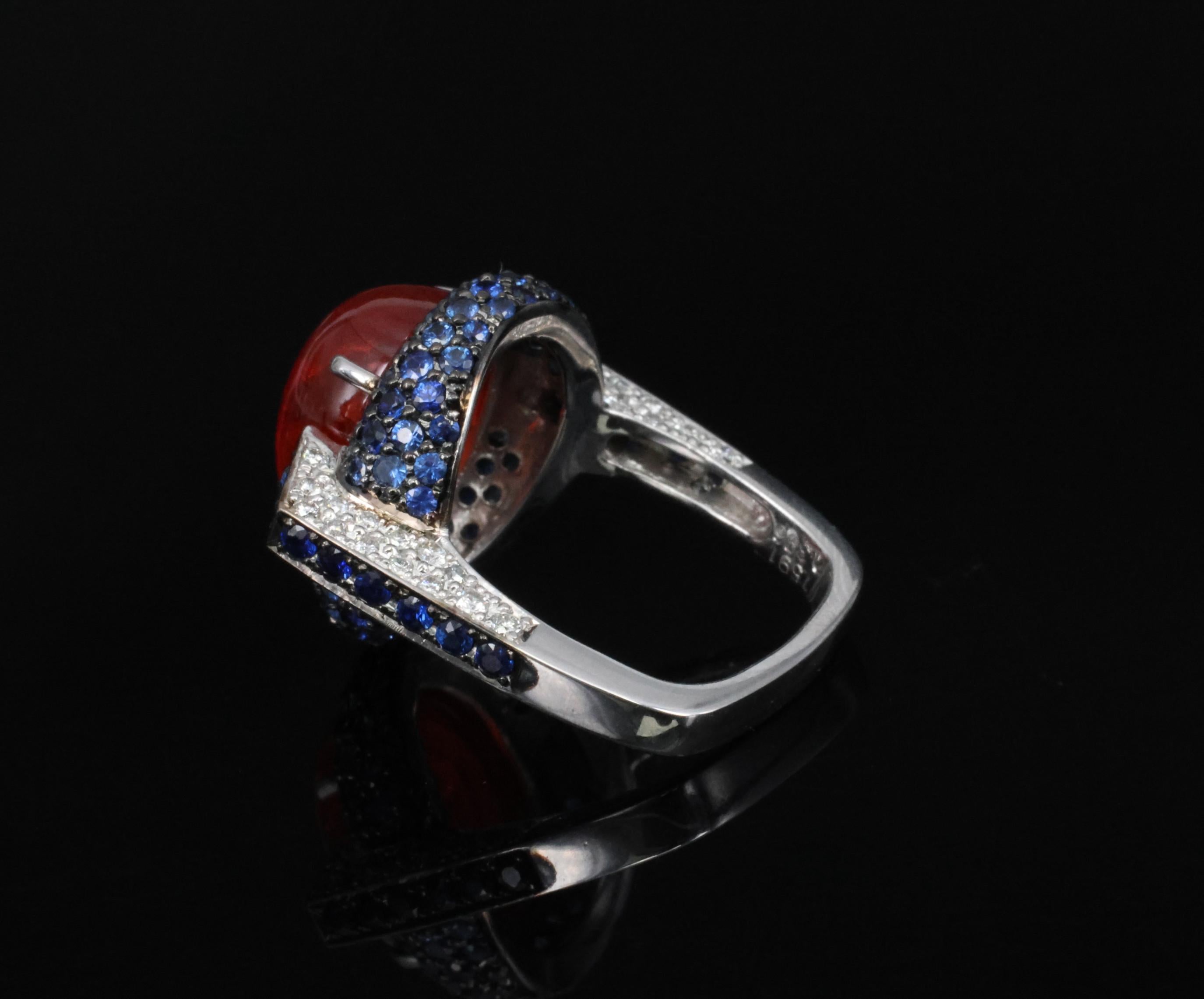 10.65ct GIA Ruby 1.50ct Blue Sapphire & 0.39ct Diamond Platinum Ring Size 5