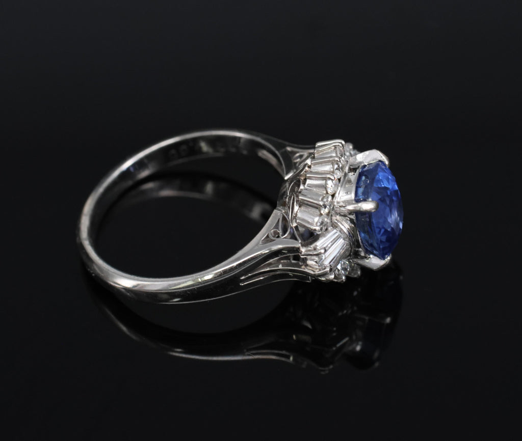 Fine 2.72ct GIA Ceylon Sapphire & 0.55ct Diamond Platinum Ring Size 6.75