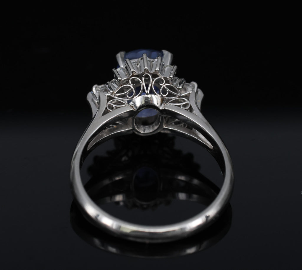 Fine 2.72ct GIA Ceylon Sapphire & 0.55ct Diamond Platinum Ring Size 6.75