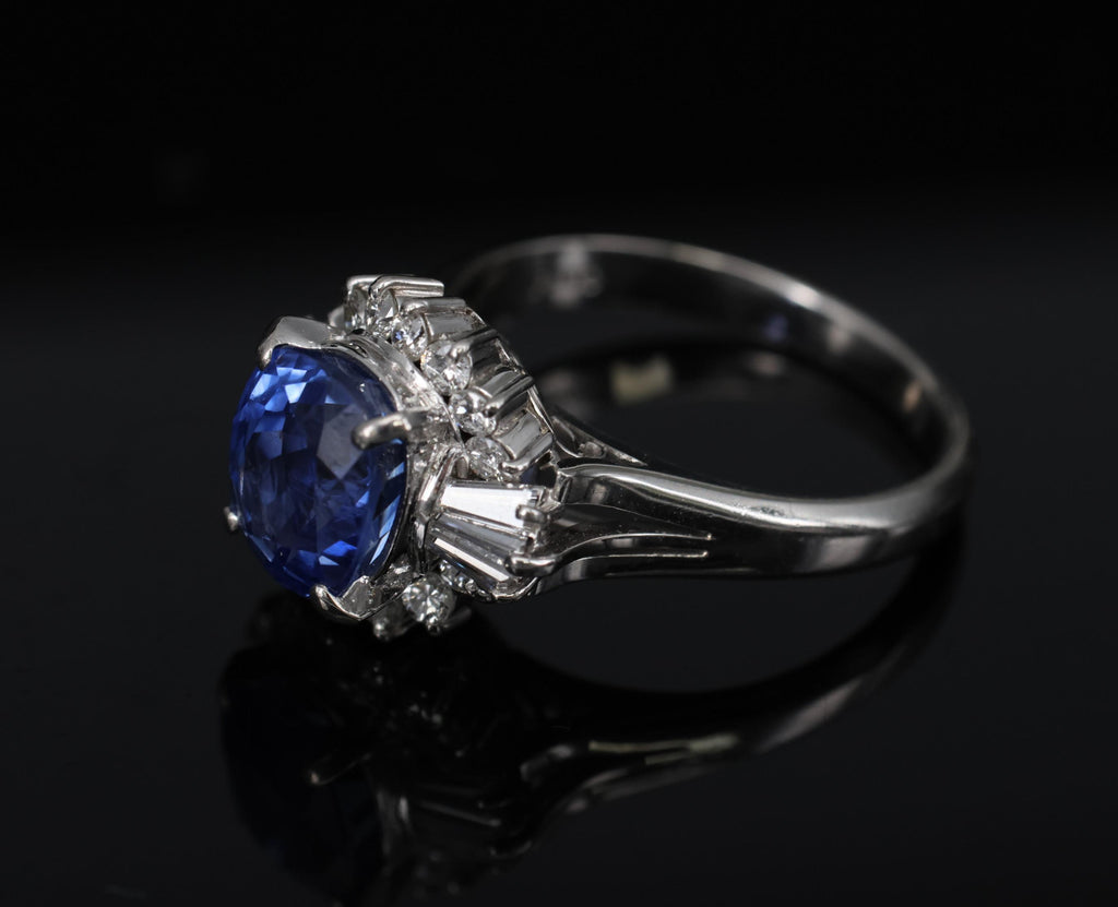 Fine 2.72ct GIA Ceylon Sapphire & 0.55ct Diamond Platinum Ring Size 6.75