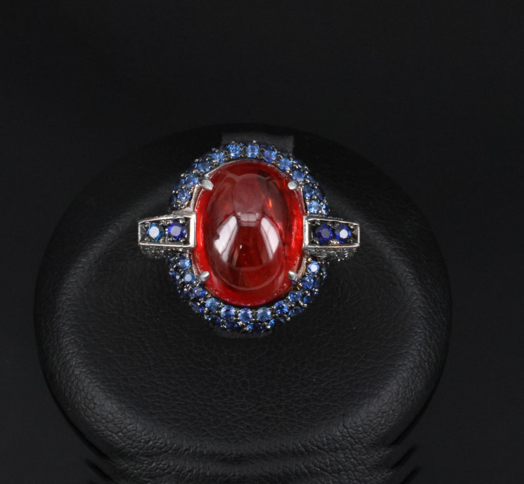 10.65ct GIA Ruby 1.50ct Blue Sapphire & 0.39ct Diamond Platinum Ring Size 5
