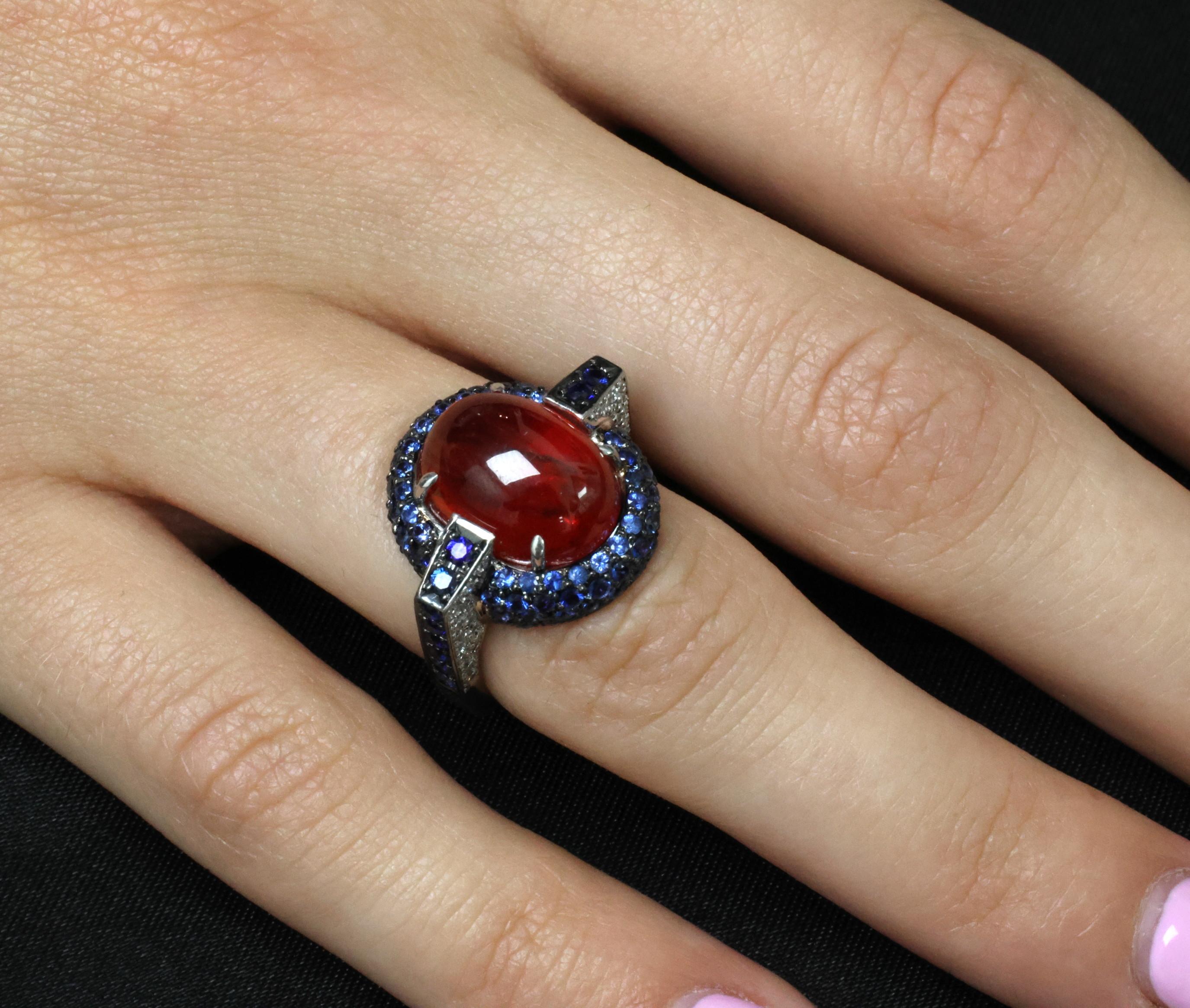 10.65ct GIA Ruby 1.50ct Blue Sapphire & 0.39ct Diamond Platinum Ring Size 5