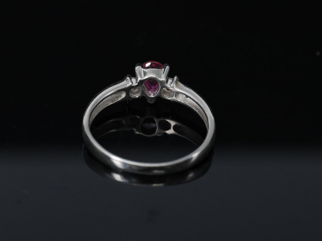 0.31ct Pear Shape Natural Ruby & 0.14ct Diamond Platinum Ring Size 6.25, 2.8g