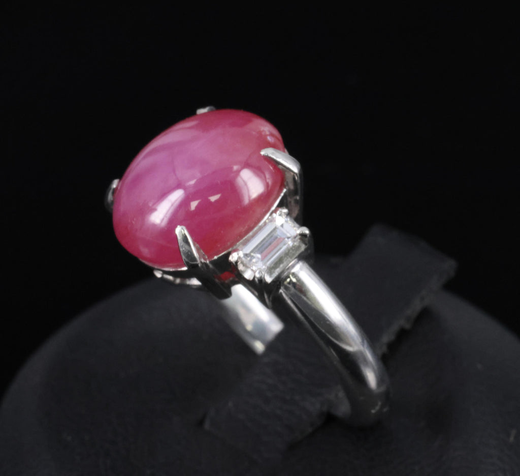 Fine 8.11ct Natural Untreated Star Ruby & 0.26ct Diamond Platinum Ring Size 5.25
