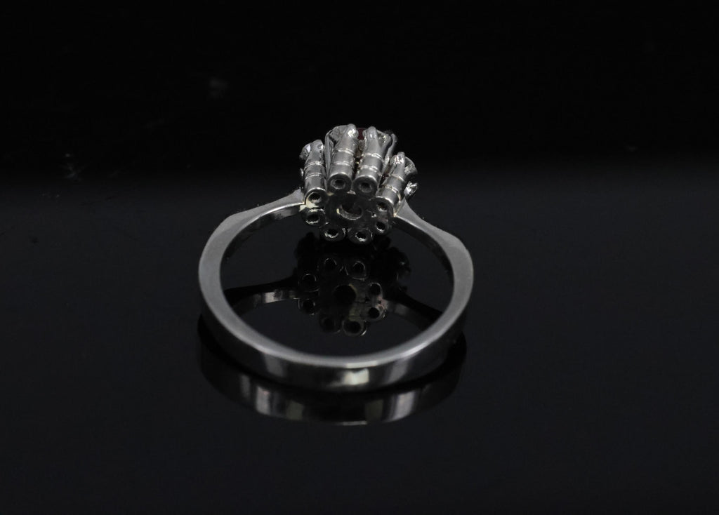 Fine 0.67ct Vivid Pink Sapphire & 0.20ct Diamond Platinum Halo Ring Size 5