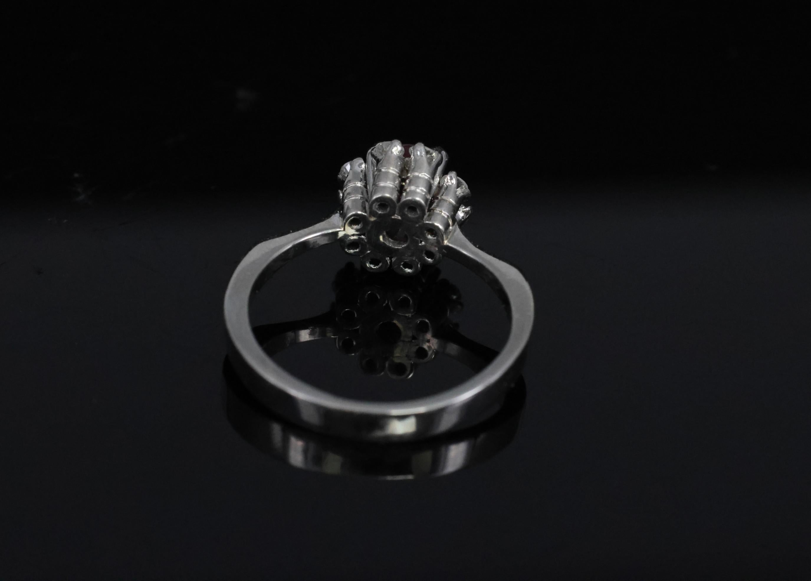 Fine 0.67ct Vivid Pink Sapphire & 0.20ct Diamond Platinum Halo Ring Size 5