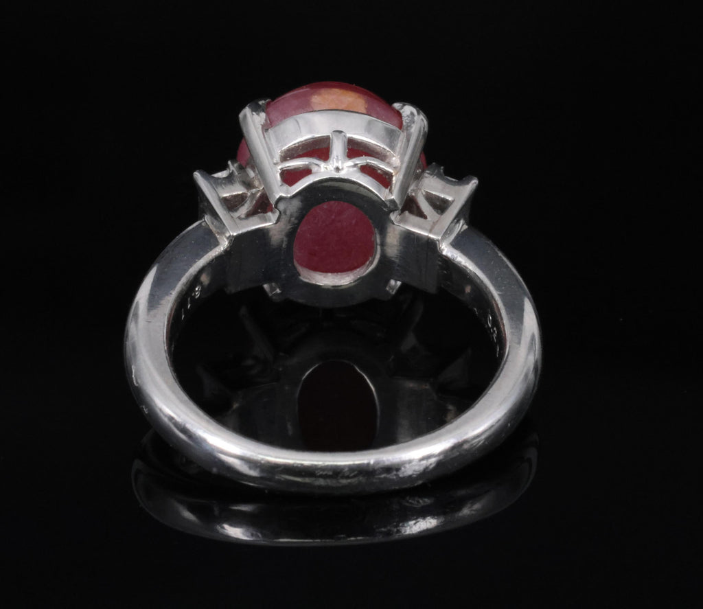 Fine 8.11ct Natural Untreated Star Ruby & 0.26ct Diamond Platinum Ring Size 5.25