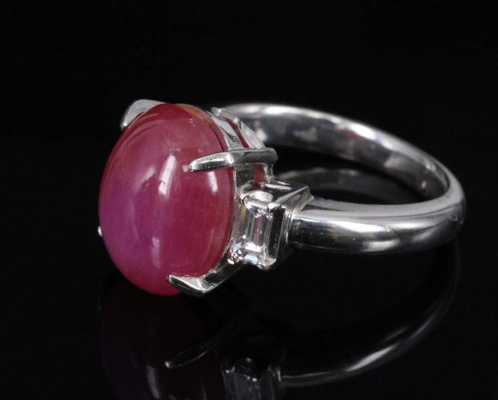 Fine 8.11ct Natural Untreated Star Ruby & 0.26ct Diamond Platinum Ring Size 5.25