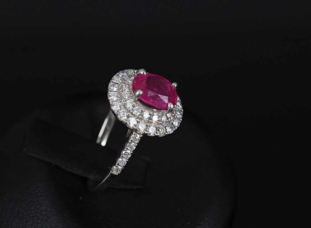 1.45ct GIA Certified Burma No Heat Ruby 0.55ct Diamond Platinum Ring Size 6