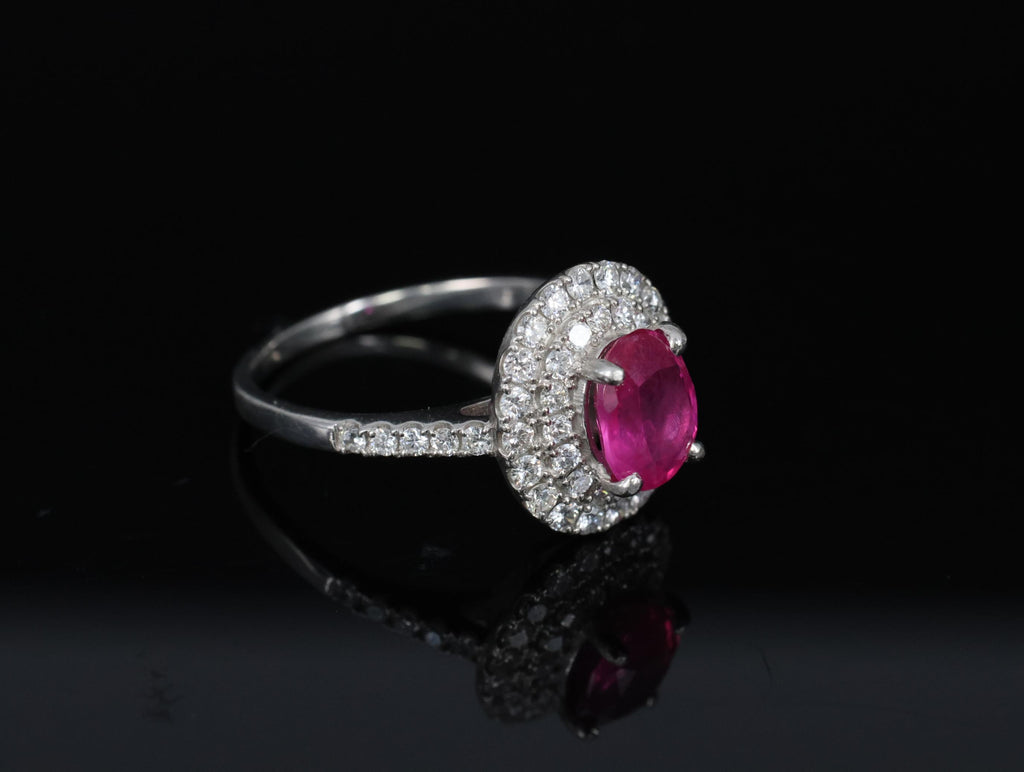 1.45ct GIA Certified Burma No Heat Ruby 0.55ct Diamond Platinum Ring Size 6