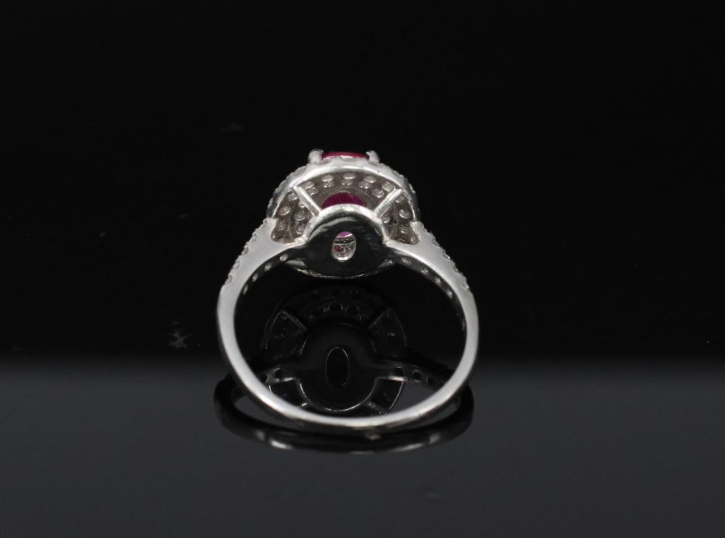 1.45ct GIA Certified Burma No Heat Ruby 0.55ct Diamond Platinum Ring Size 6