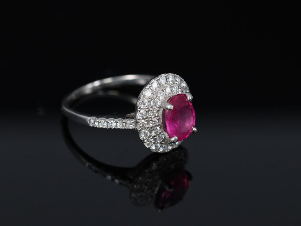 1.45ct GIA Certified Burma No Heat Ruby 0.55ct Diamond Platinum Ring Size 6