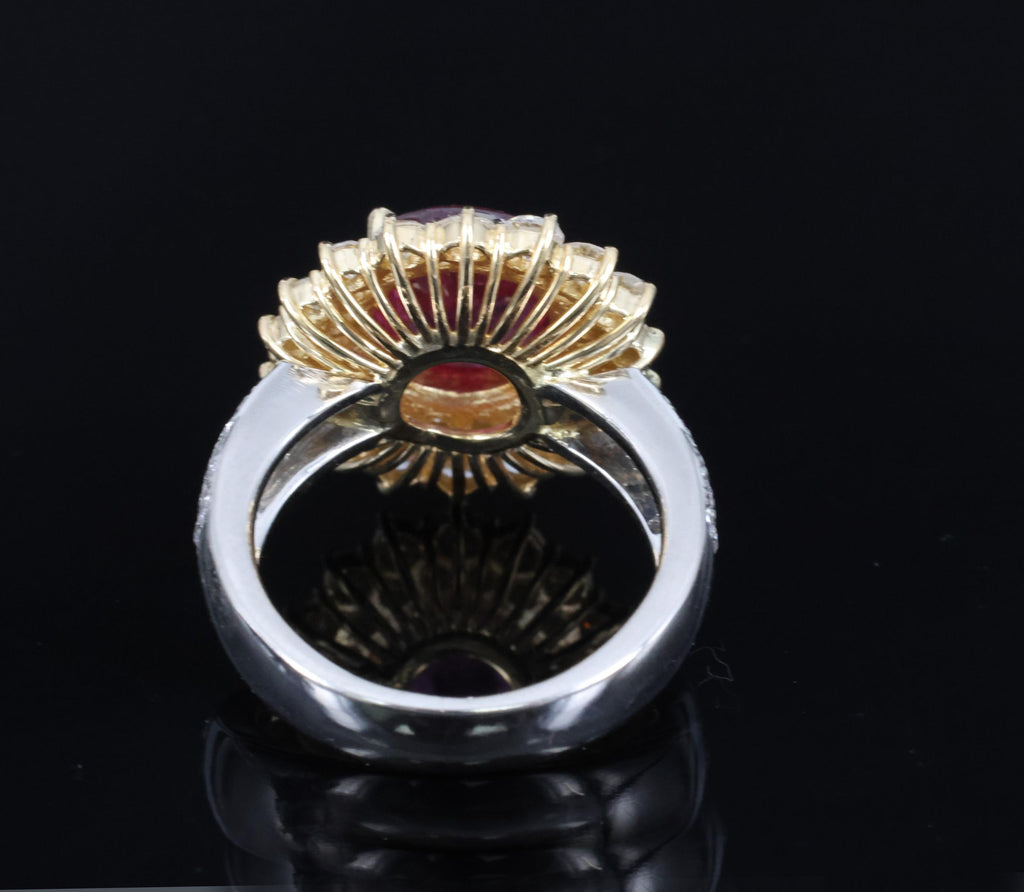 Fine 3.41ct GIA Thai Ruby & 1.62ct Diamond Platinum & 18K Gold Ring, Size 5.75