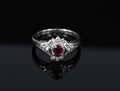 Vintage 0.35ct Intense Red Natural Ruby & 0.26ct Diamond Platinum Ring Size 7.25