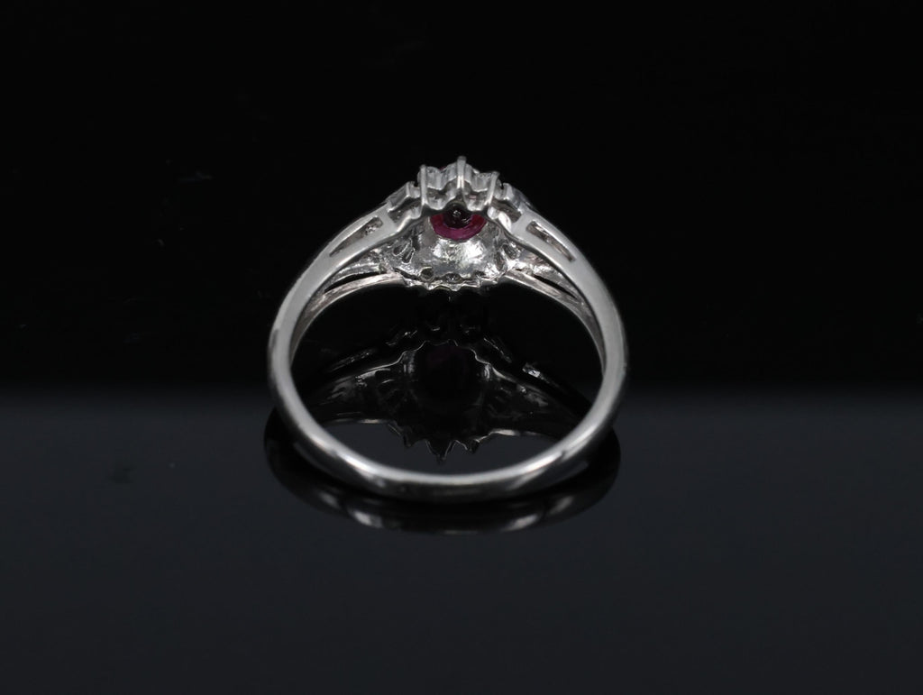Vintage 0.35ct Intense Red Natural Ruby & 0.26ct Diamond Platinum Ring Size 7.25