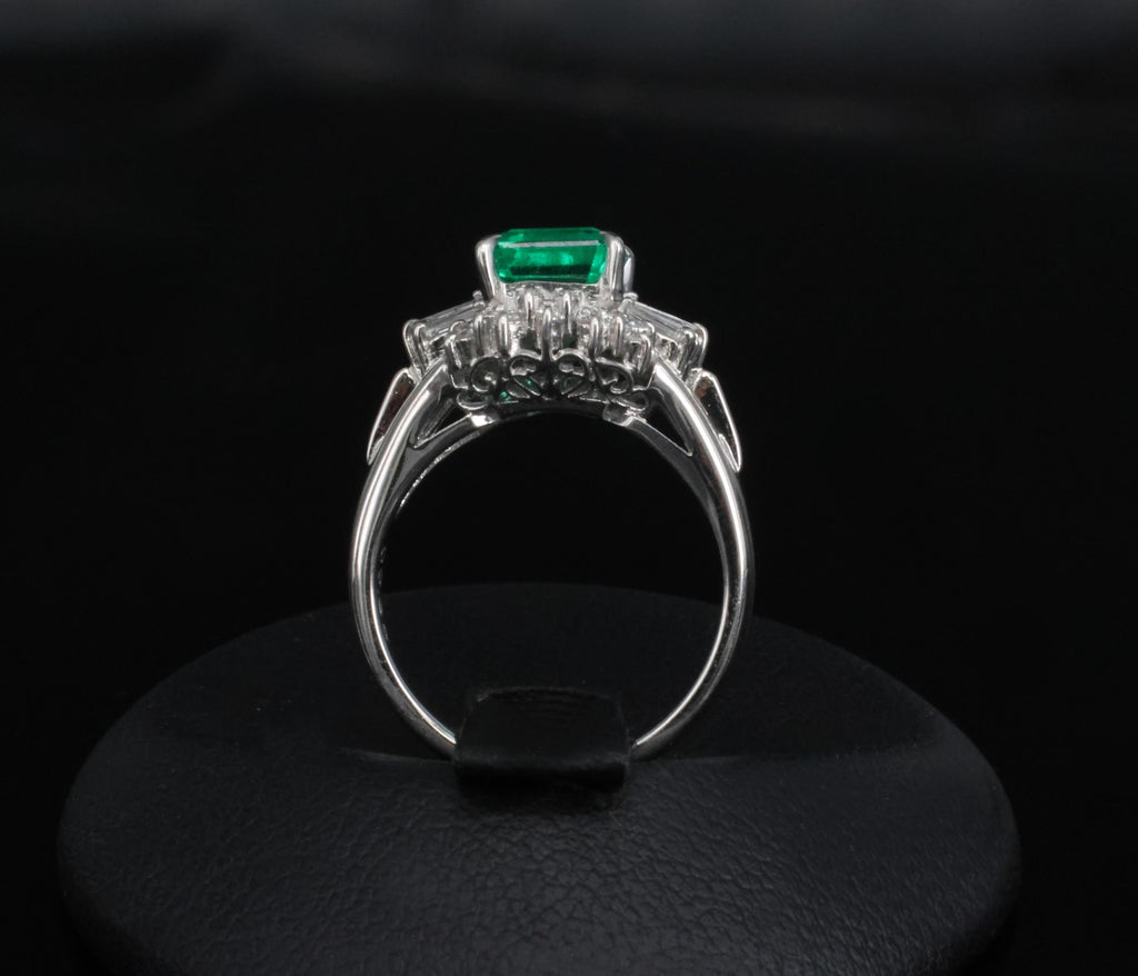 GEM! 1.10ct GIA Colombian No Oil Emerald &0.23ct Diamond Platinum Ring Size 3.75