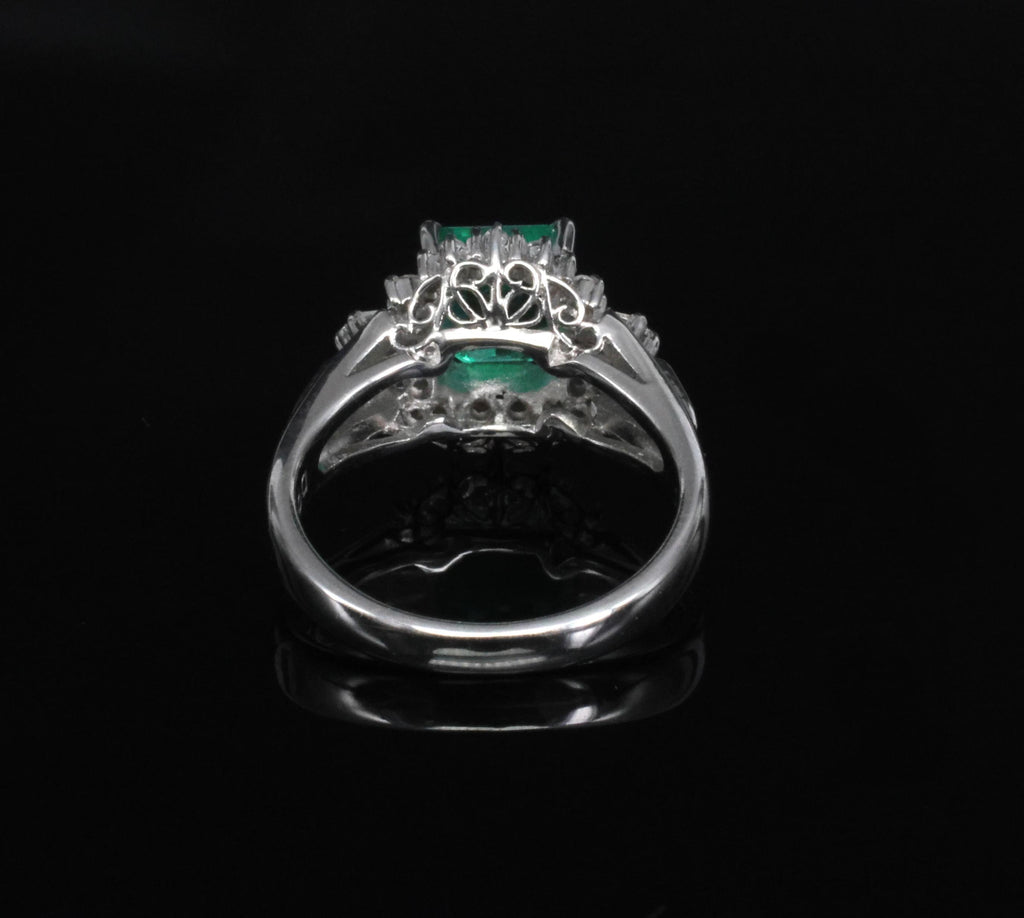 GEM! 1.10ct GIA Colombian No Oil Emerald &0.23ct Diamond Platinum Ring Size 3.75