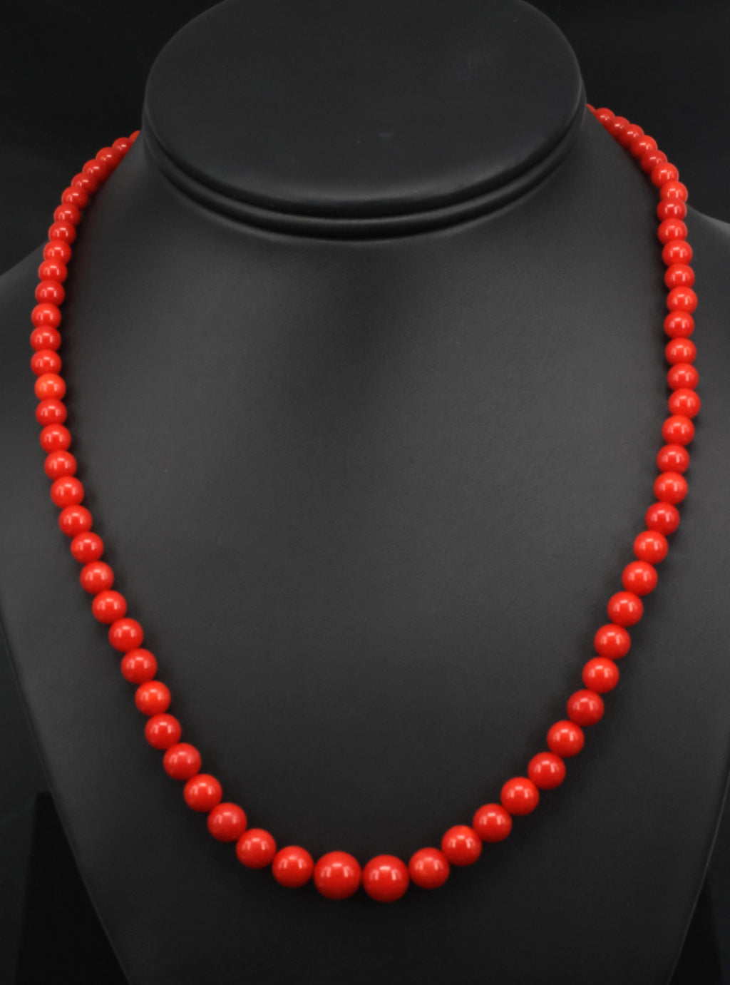 Fine 4.9-8.6mm Natural Untreated Ox Blood Red Coral 14K Yellow Gold Necklace