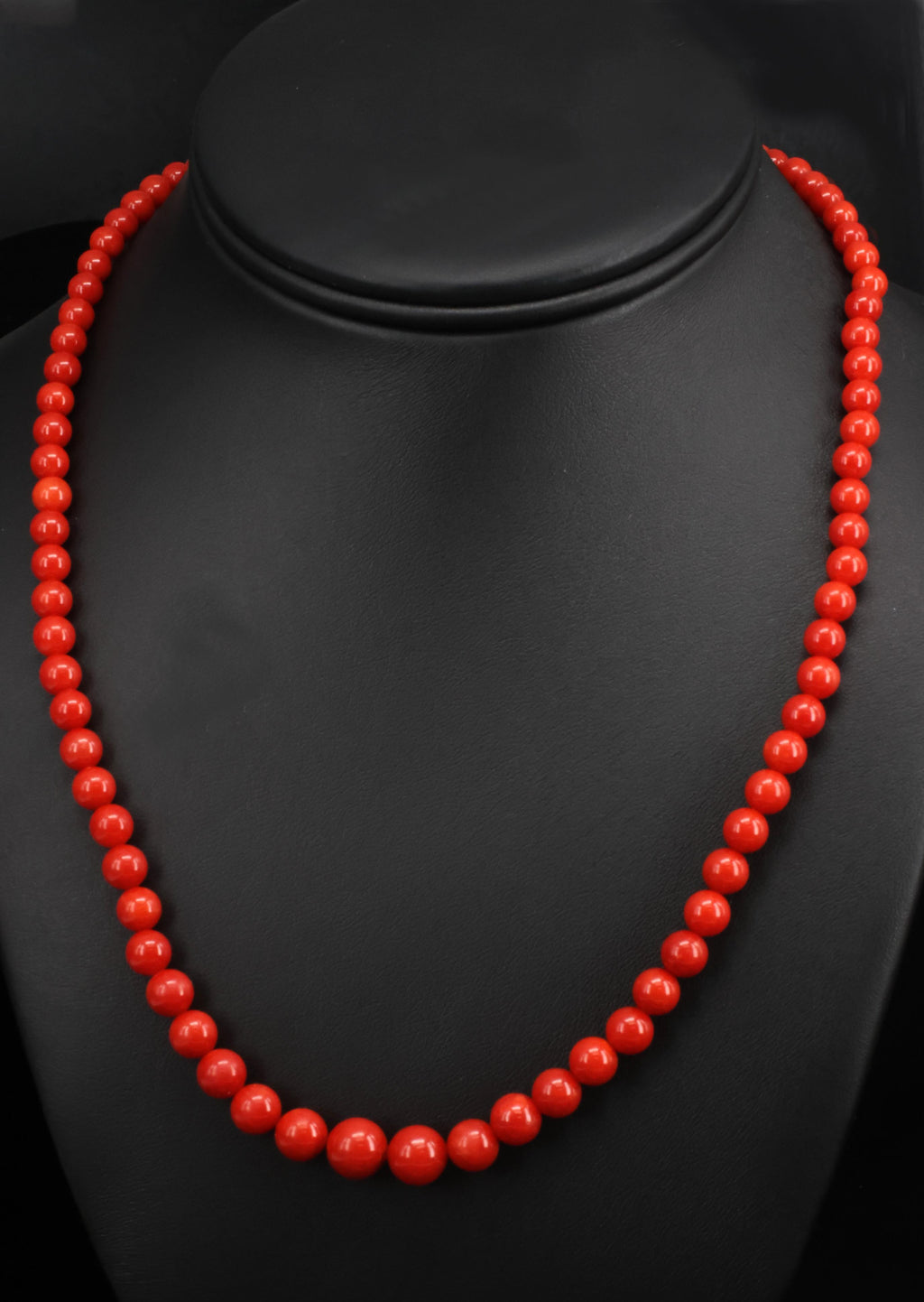 Fine 4.9-8.6mm Natural Untreated Ox Blood Red Coral 14K Yellow Gold Necklace