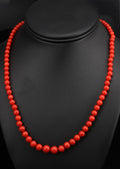 Fine 4.9-8.6mm Natural Untreated Ox Blood Red Coral 14K Yellow Gold Necklace