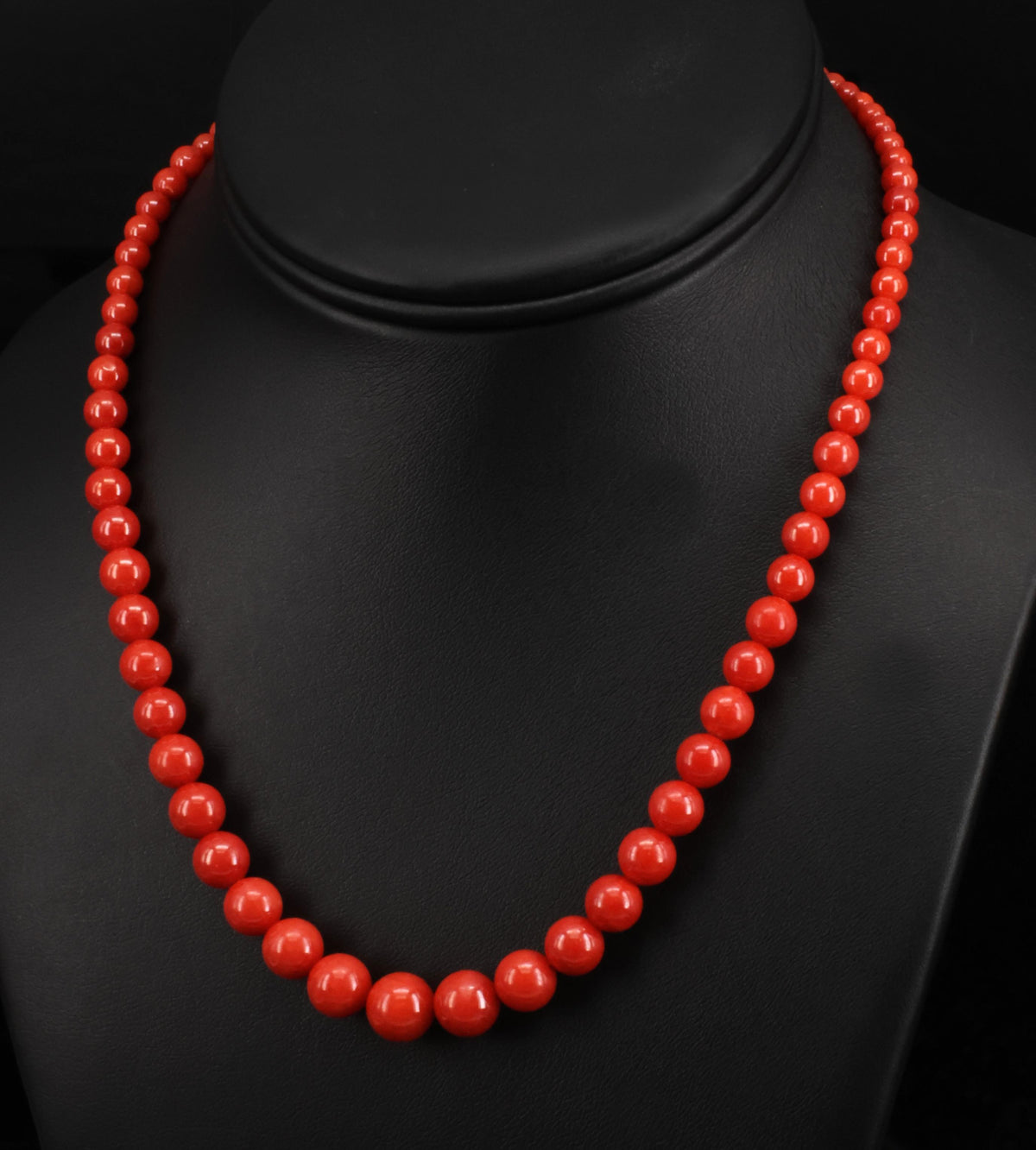Fine 3.6-9.3mm Natural Untreated Ox Blood Coral 14K Yellow Gold 16.5" Necklace