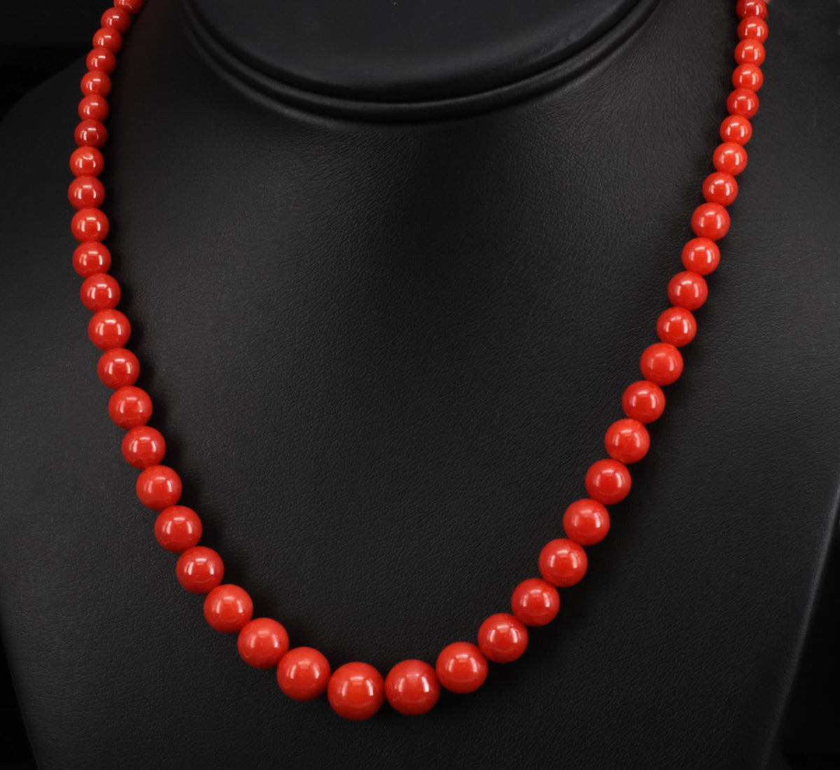Fine 3.6-9.3mm Natural Untreated Ox Blood Coral 14K Yellow Gold 16.5" Necklace