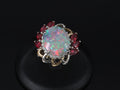 4.08ct Black Opal 2.08ct Ruby 0.46ct Diamond Platinum & 18K Gold Ring Size 6.75
