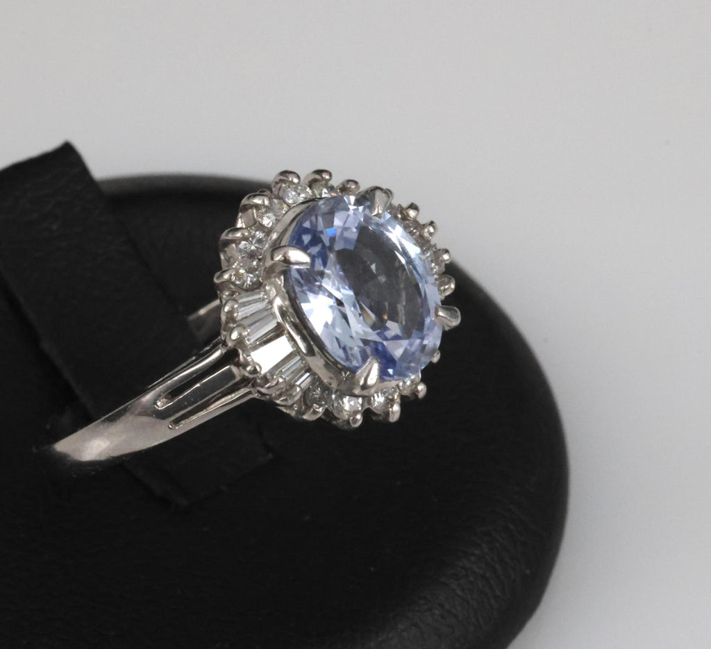 2.38ct GIA Blueish Violet Sapphire & 0.45ct Diamond Platinum Ring, Size 7.75