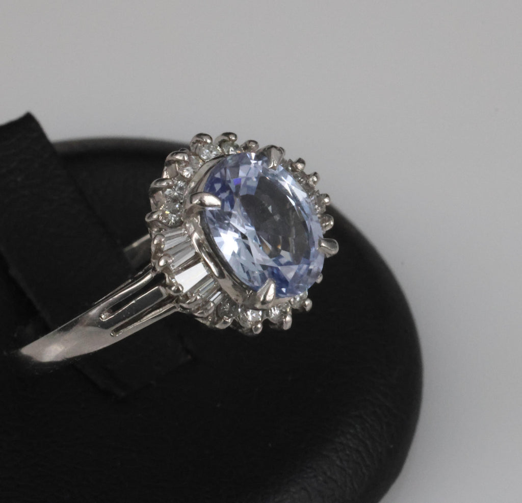 2.38ct GIA Blueish Violet Sapphire & 0.45ct Diamond Platinum Ring, Size 7.75