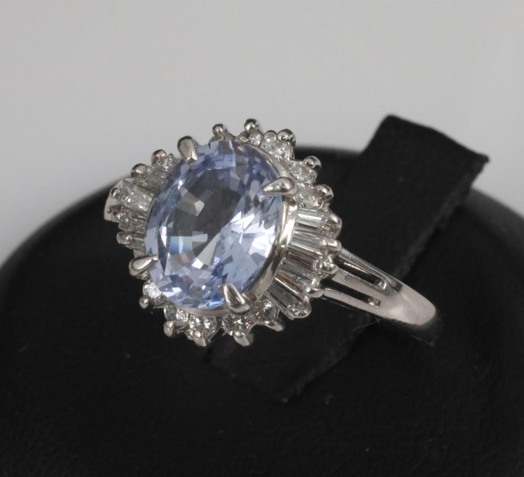 2.38ct GIA Blueish Violet Sapphire & 0.45ct Diamond Platinum Ring, Size 7.75