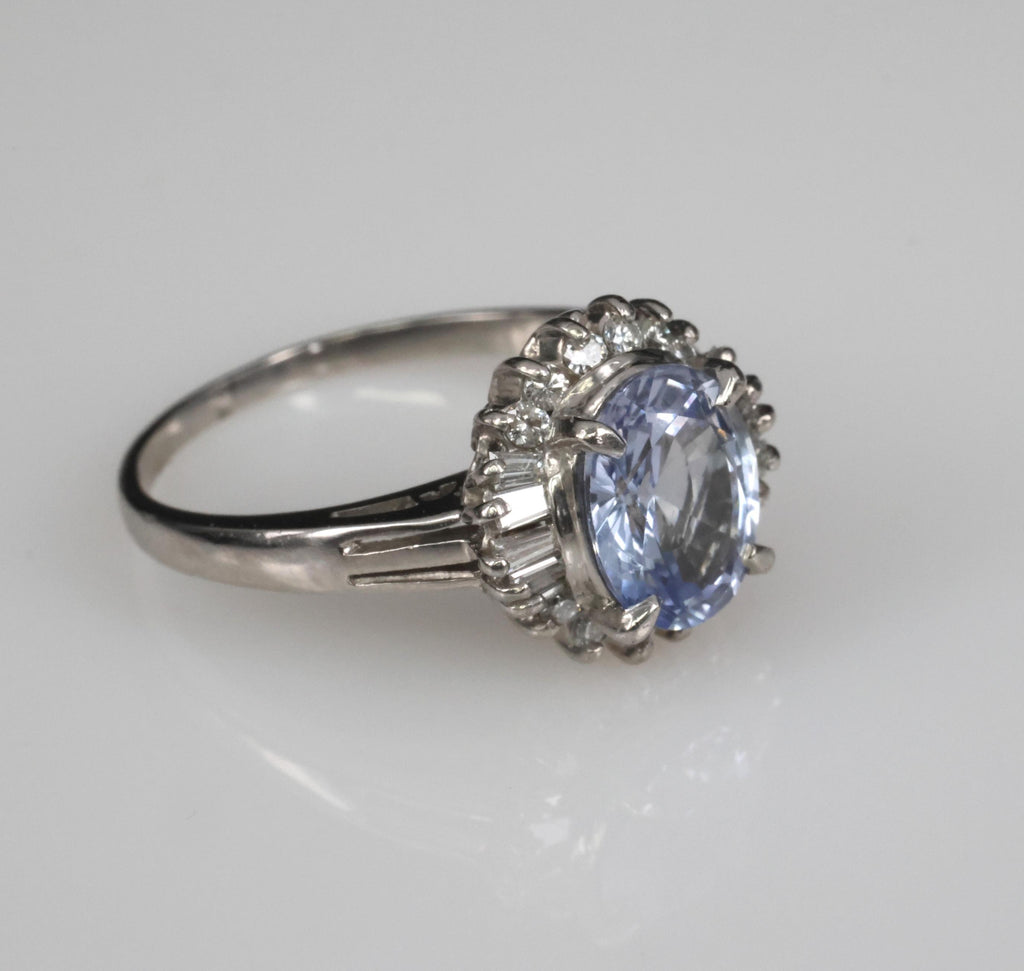 2.38ct GIA Blueish Violet Sapphire & 0.45ct Diamond Platinum Ring, Size 7.75