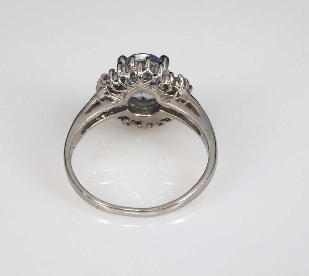 2.38ct GIA Blueish Violet Sapphire & 0.45ct Diamond Platinum Ring, Size 7.75