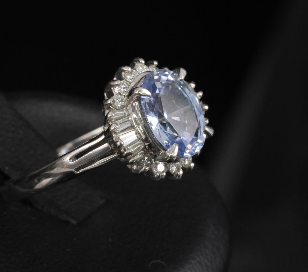2.38ct GIA Blueish Violet Sapphire & 0.45ct Diamond Platinum Ring, Size 7.75